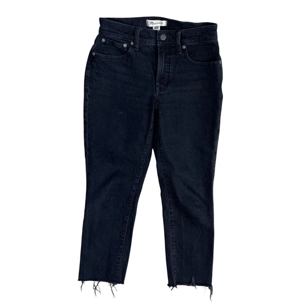 Madewell Women's Black Jean Mid-Rise Perfect Vintage Raw Hem Size 25